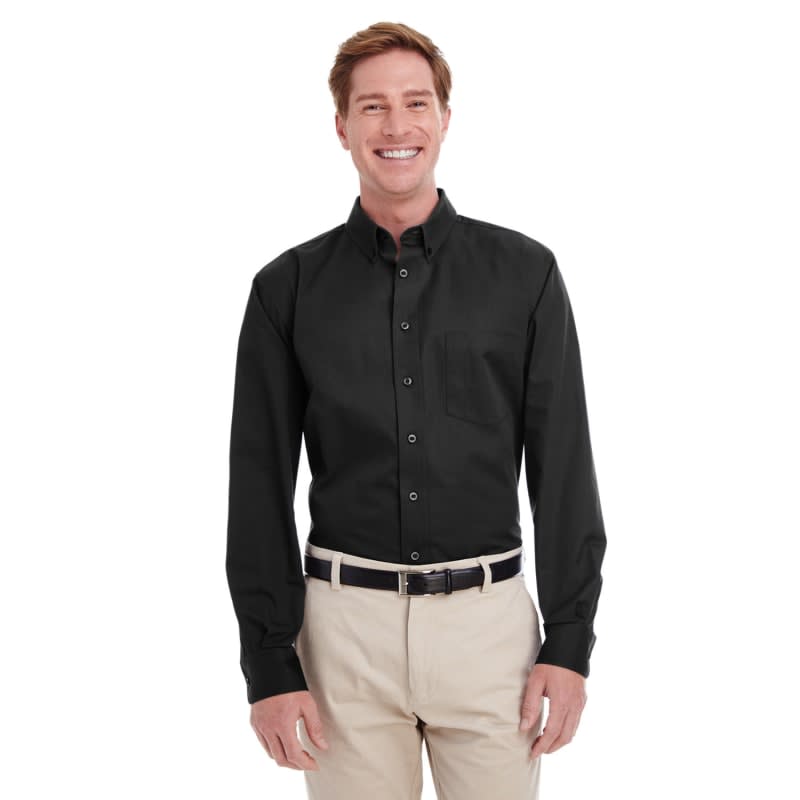 Harriton Men's Foundation 100% Cotton Long-Sleeve Twill Shirt With Teflon™ 1