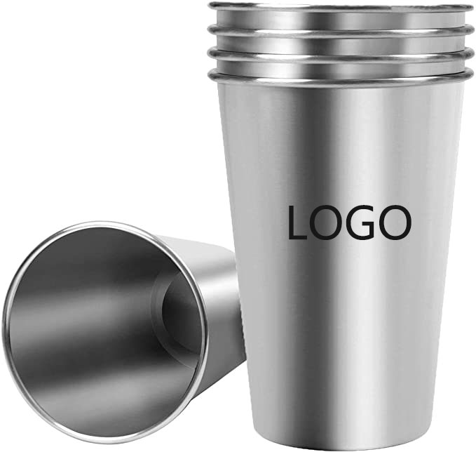 24 OZ Stainless Steel Cups Metal Shatterproof Stackable Pint Drinking Cups 8