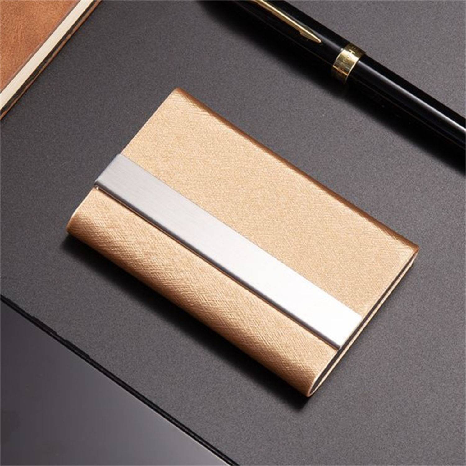 Stainless steel PU business card holder 4
