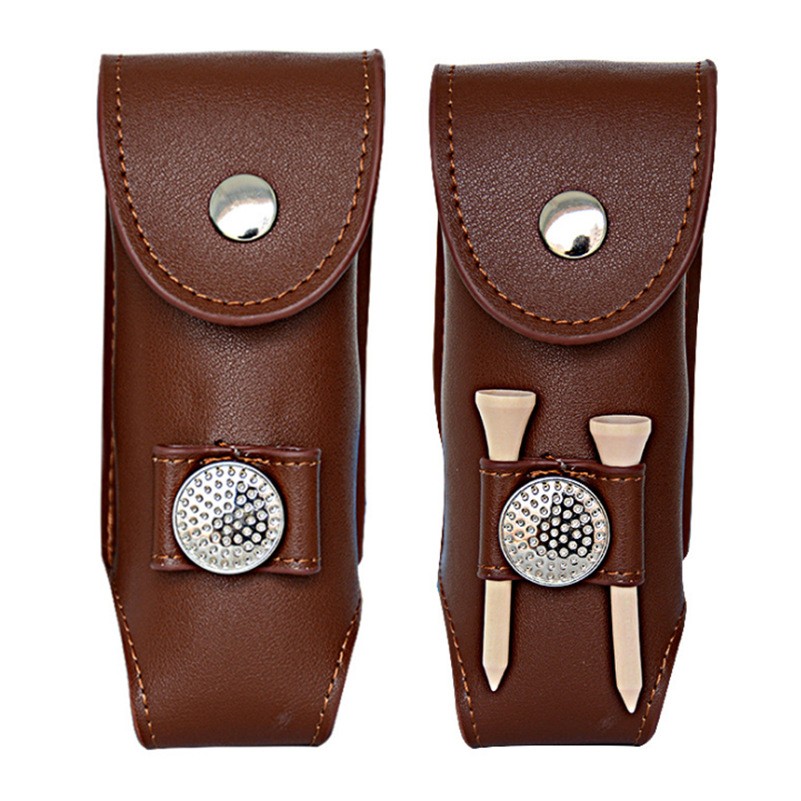 Leather Golf Ball Storage Pouch Waist Belt Carrier Bag 6