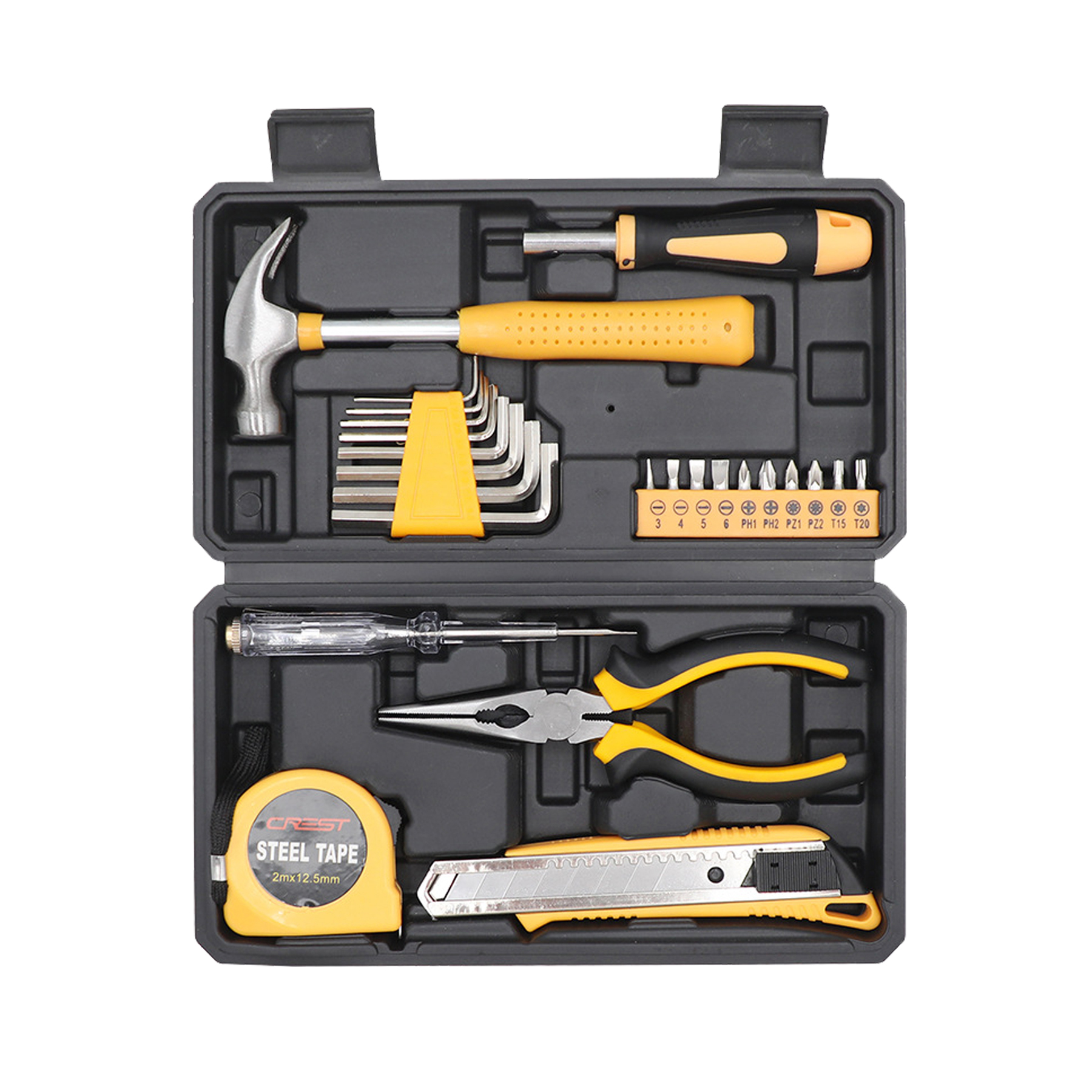 HandyPro 25pc Household Toolbox Set with Hammer, Screwdrivers, and Pliers 3