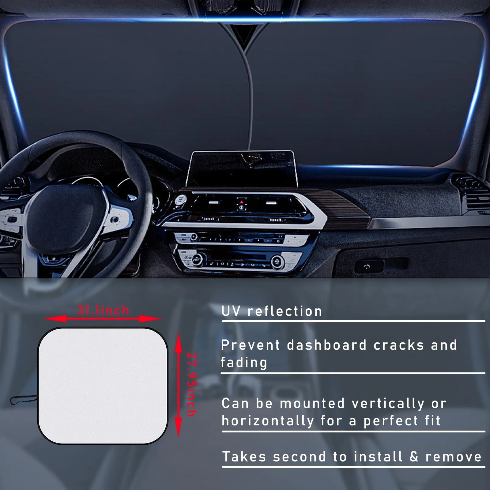 2 PC Auto Windshield Sun Shade 5