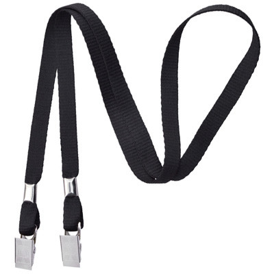 3/8" Blank Double Ended Lanyard w/Bulldog Clip (Black) 1