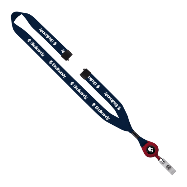 3/4" Polyester Lanyard with Metal Crimp & Retractable Badge Reel 443