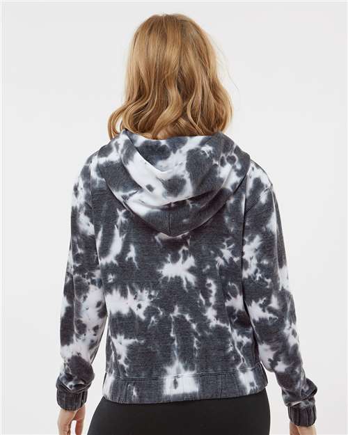 Women's Sueded Fleece Tie-Dyed Crop Hooded Sweatshirt - W23718 5