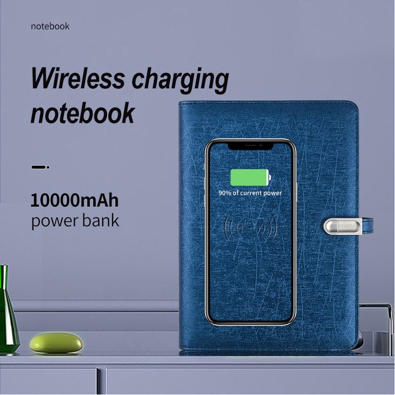Portable Gift For Any Business Scenarios! Diary Notebook W/ 8000Mah Power Bank And Wireless Charger 3