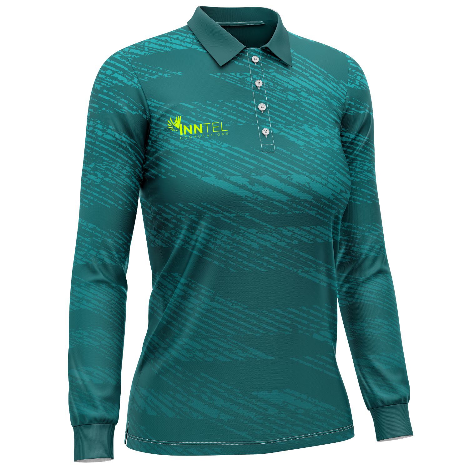Women's 160 GSM delicate Brushed Milk Silk Sublimation Long Sleeve Polo Shirt 4