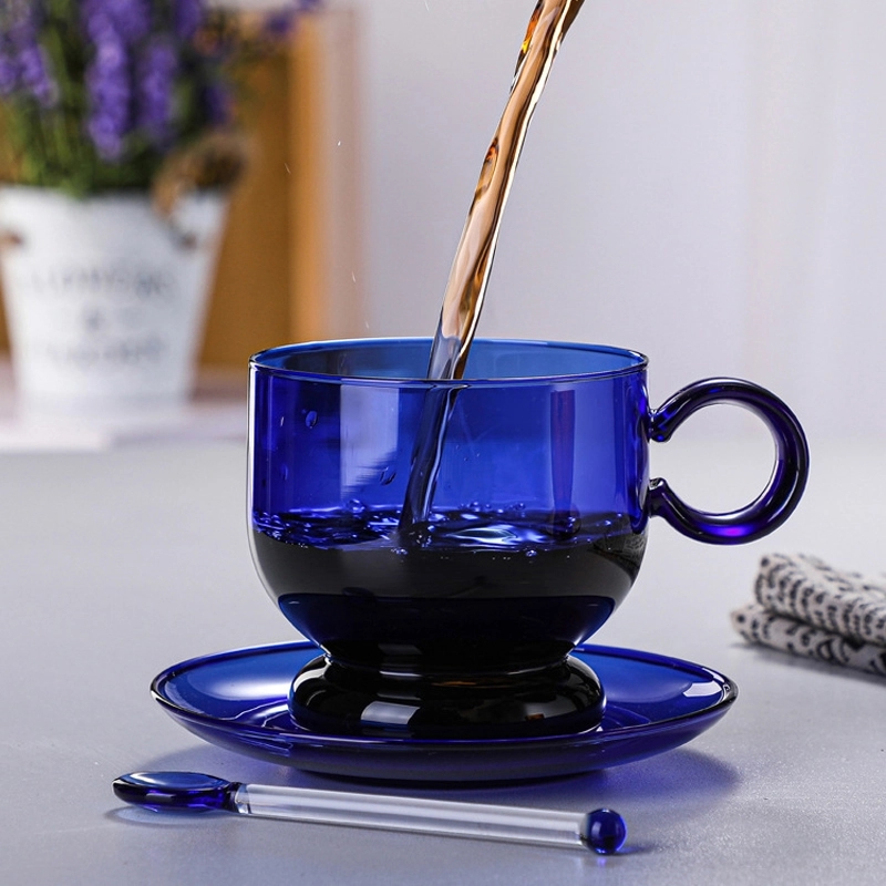 Custom 12 OZ. Glass Tea Cup Coffee Mug with Saucer Set 10