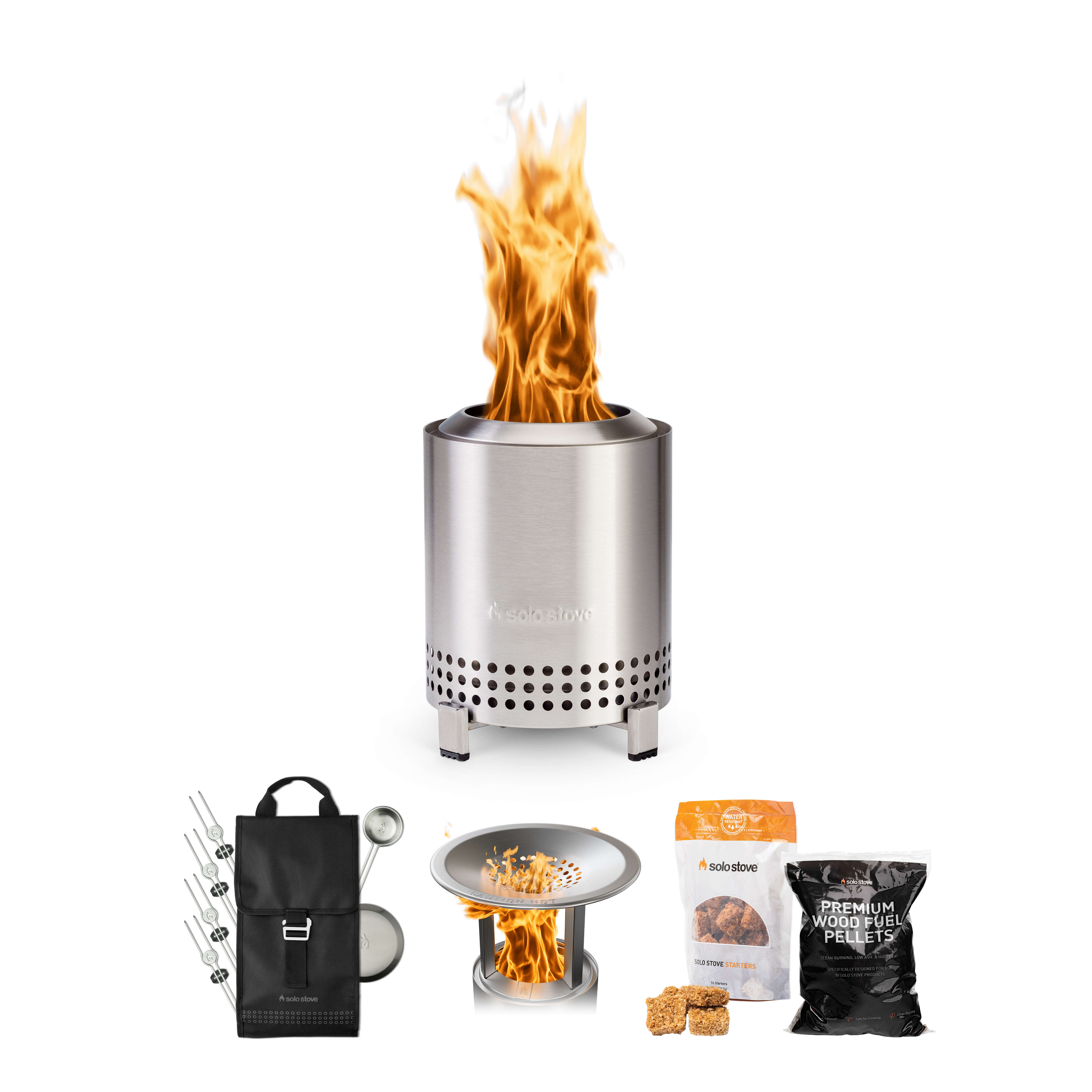 Solo Stove - Mesa 5" Tabletop Fire Pit - Roasty n Toasty Bundle (Stainless) 5
