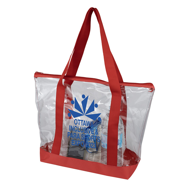 19"W x 13 ½"H x 6"Gusset - "BONDI" Jumbo Clear Zippered Tote Bag 36