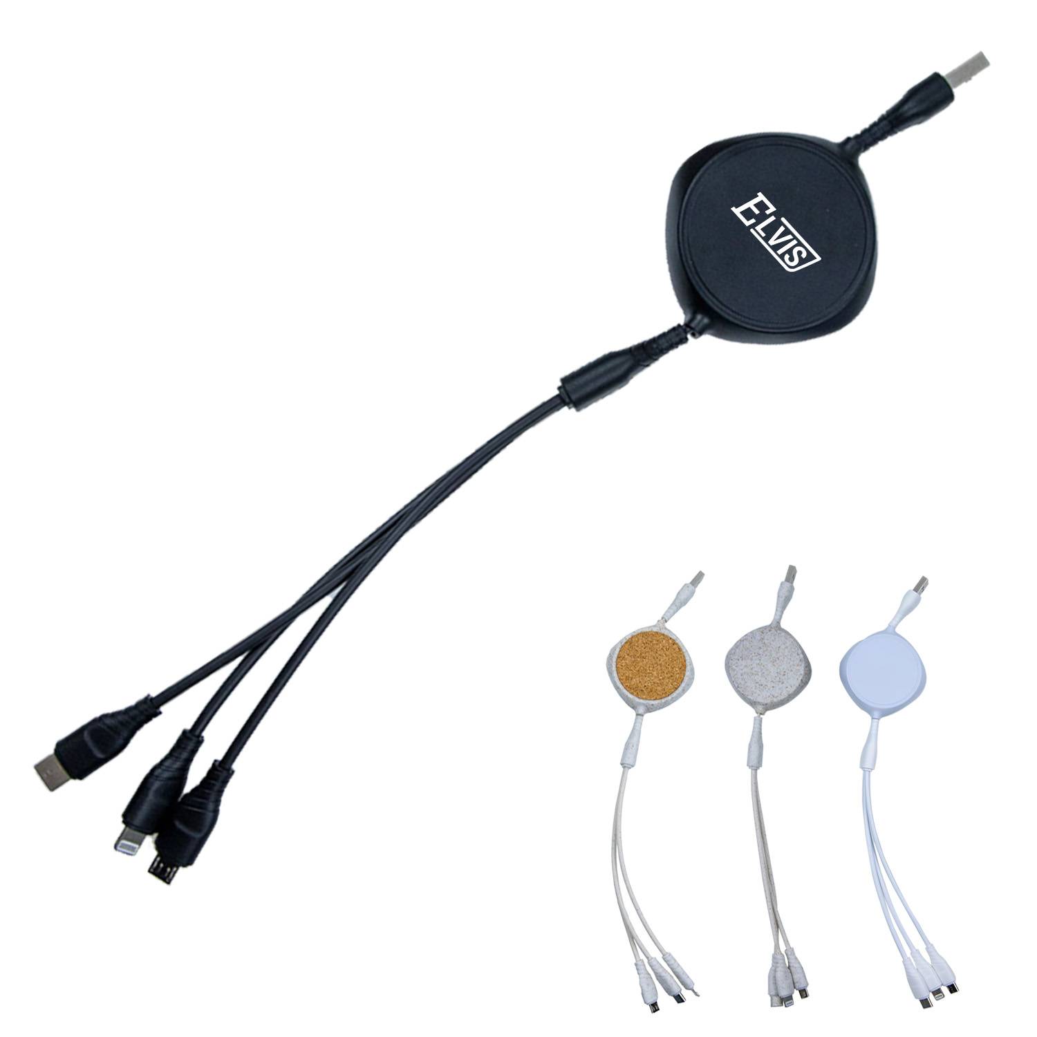 3 in 1 Wheat Straw Telescopic Data Cable 2