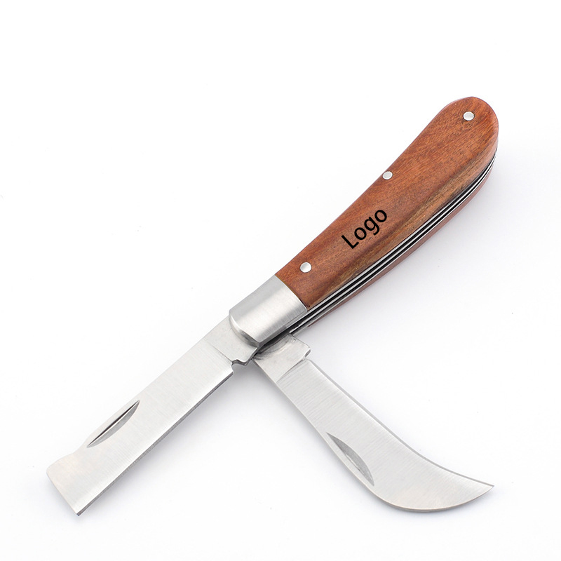 Stainless Steel Folding Pocket Knife with Wooden Handle 5