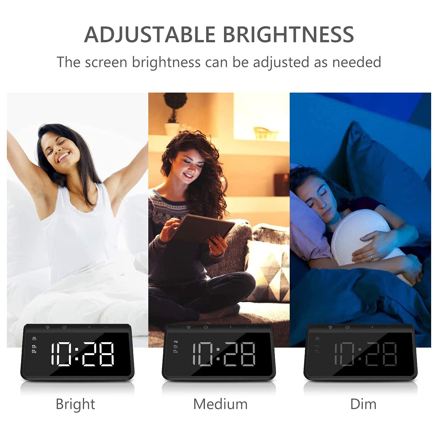 Digital Alarm Clock With Qi Certified 10W Wireless Charger A 3