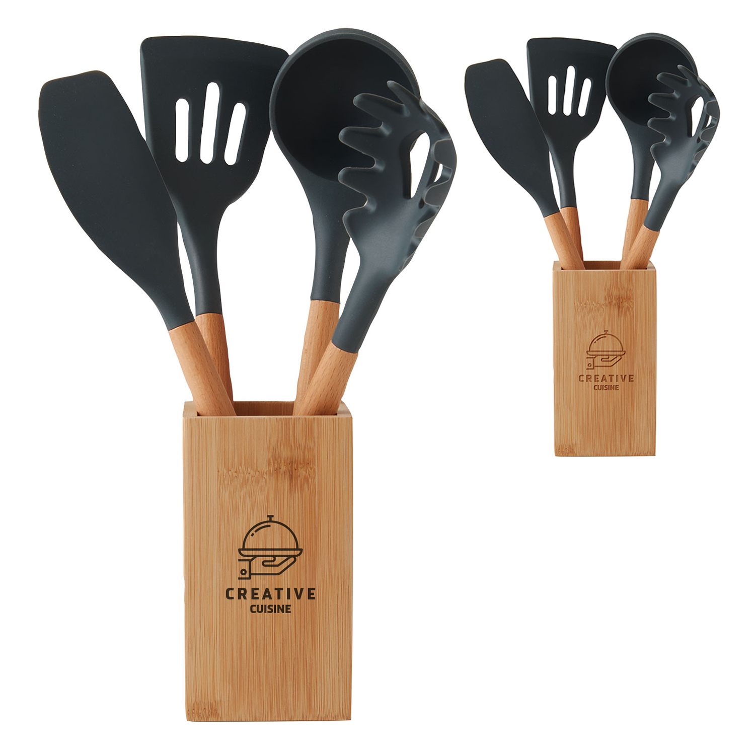 Bamboo with Silicone Kitchen Utensil Set 2