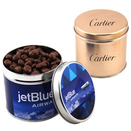 Round Tin with Choc Covered Raisins 3
