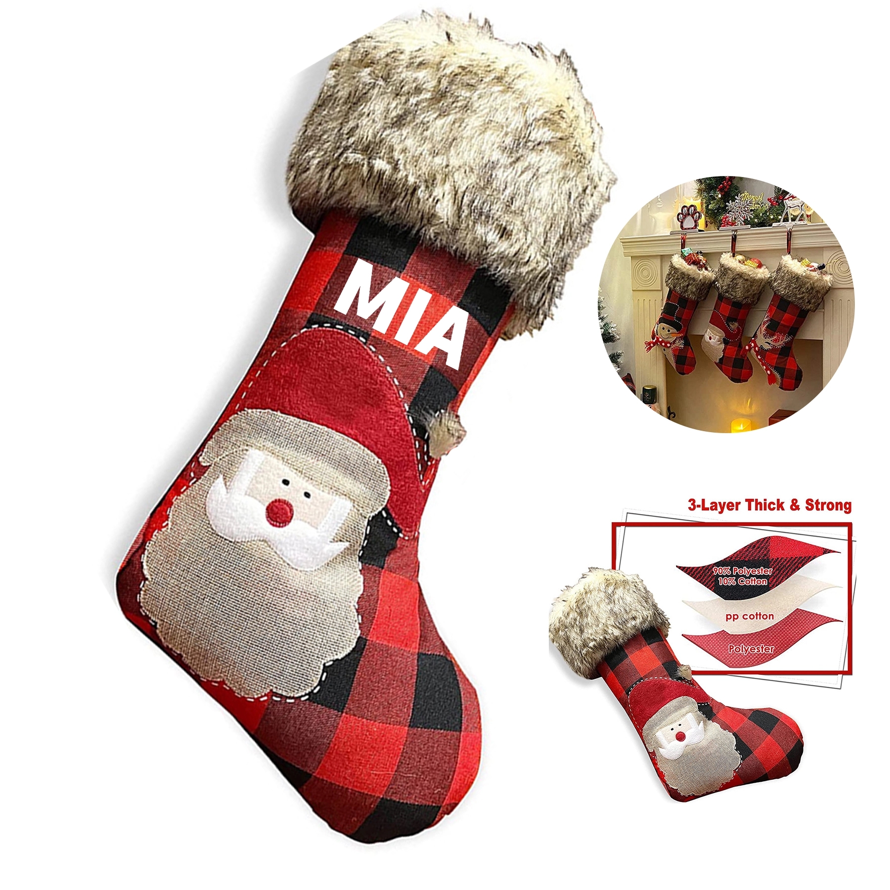 Plaid Christmas Stockings 3