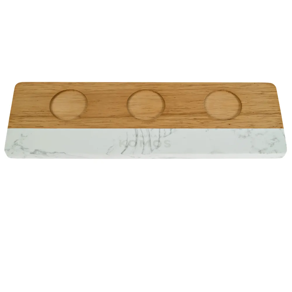 Marble & Bamboo Hybrid Tasting Flight Tray 8