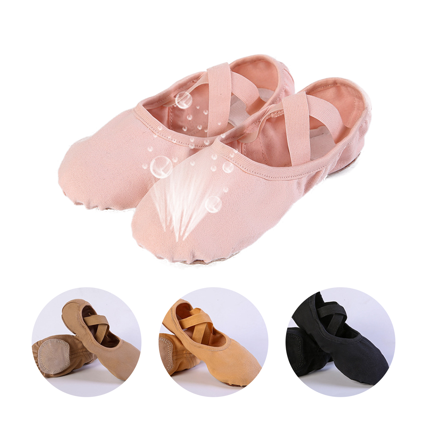 Elastic Fabric Dance Yoga Ballet Flats 3