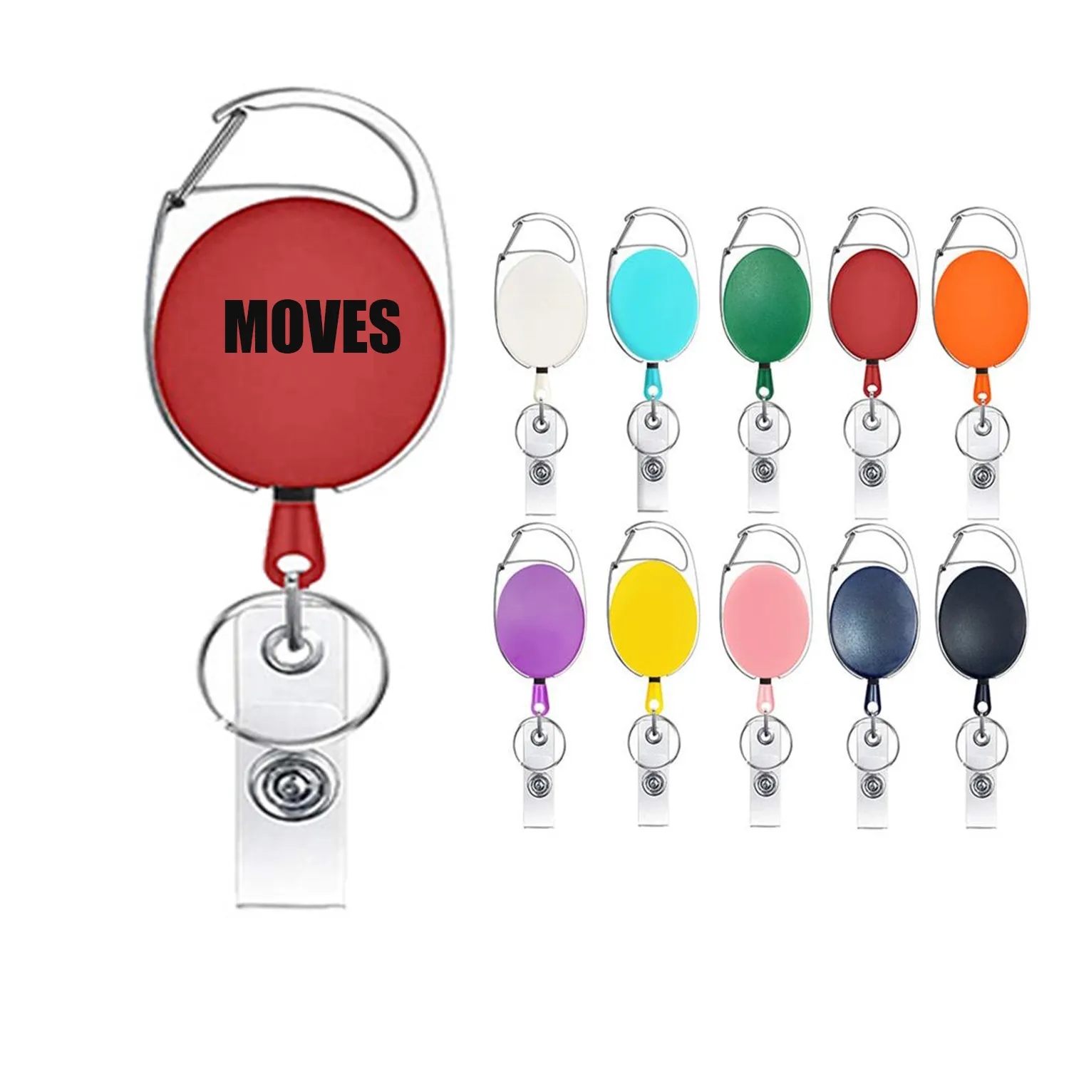Retractable Badge Holders with Carabiner Reel Clips 2
