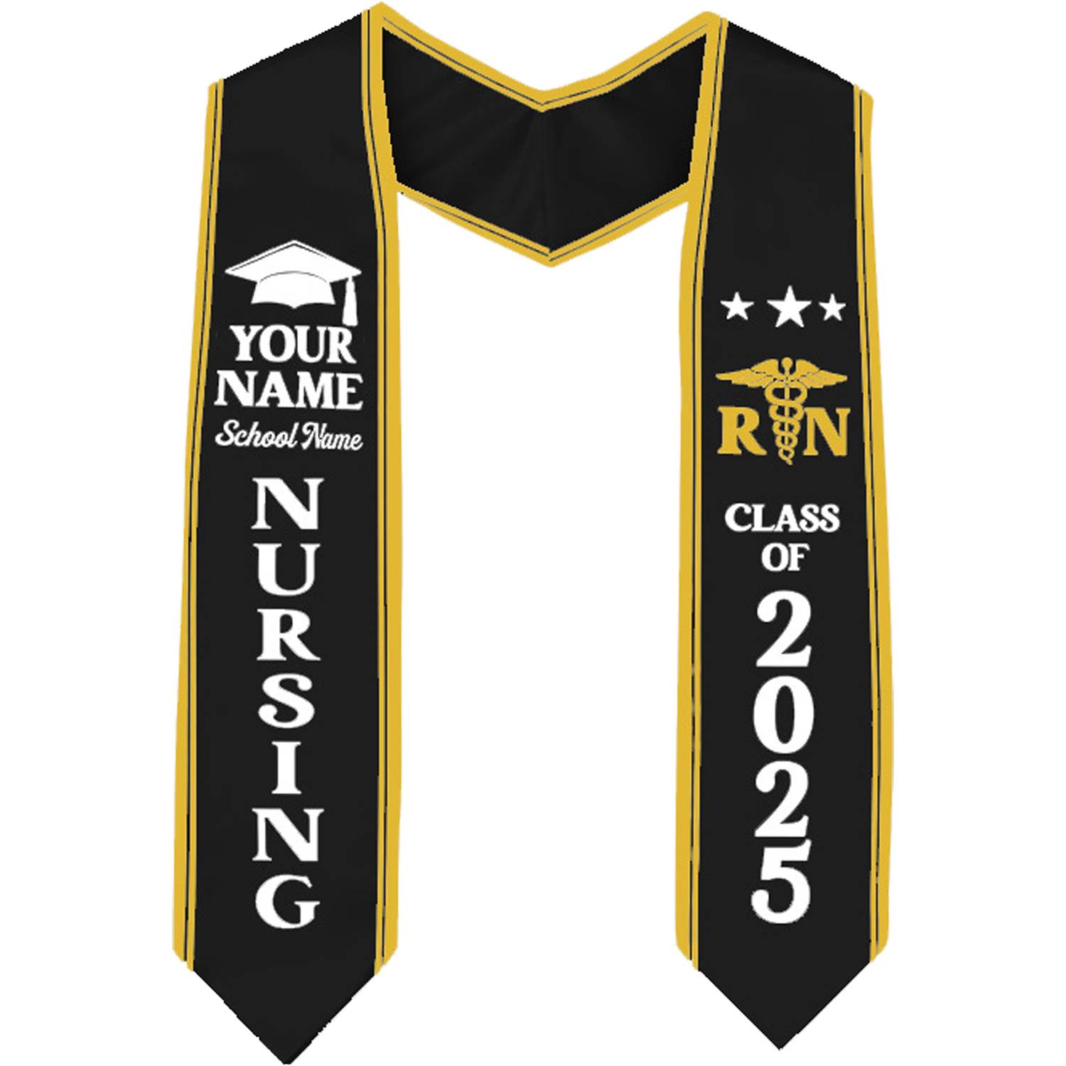 65" Custom Unisex Wearproof Graduation Stole Sash w/ Name 3