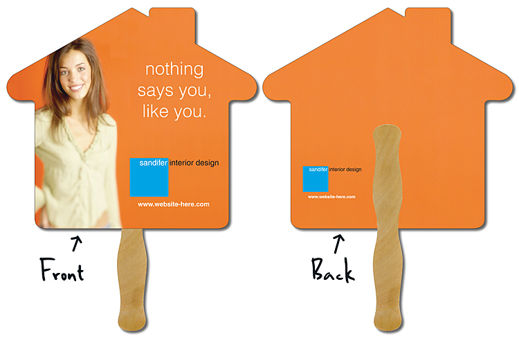 Hand Fan - 9.625x8.5 House Shape Laminated - 14 pt. 3