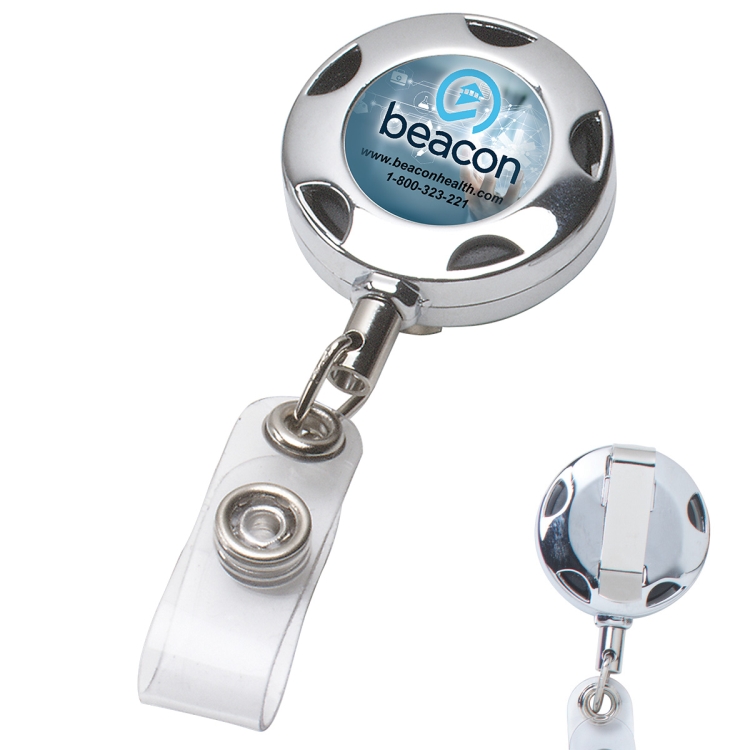 32" Cord Round Chrome Solid Metal Sport Retractable Badge Reel & Badge Holder 3