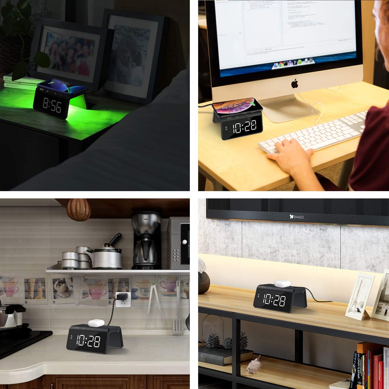 Digital Alarm Clock With Qi Certified 10W Wireless Charger A 13