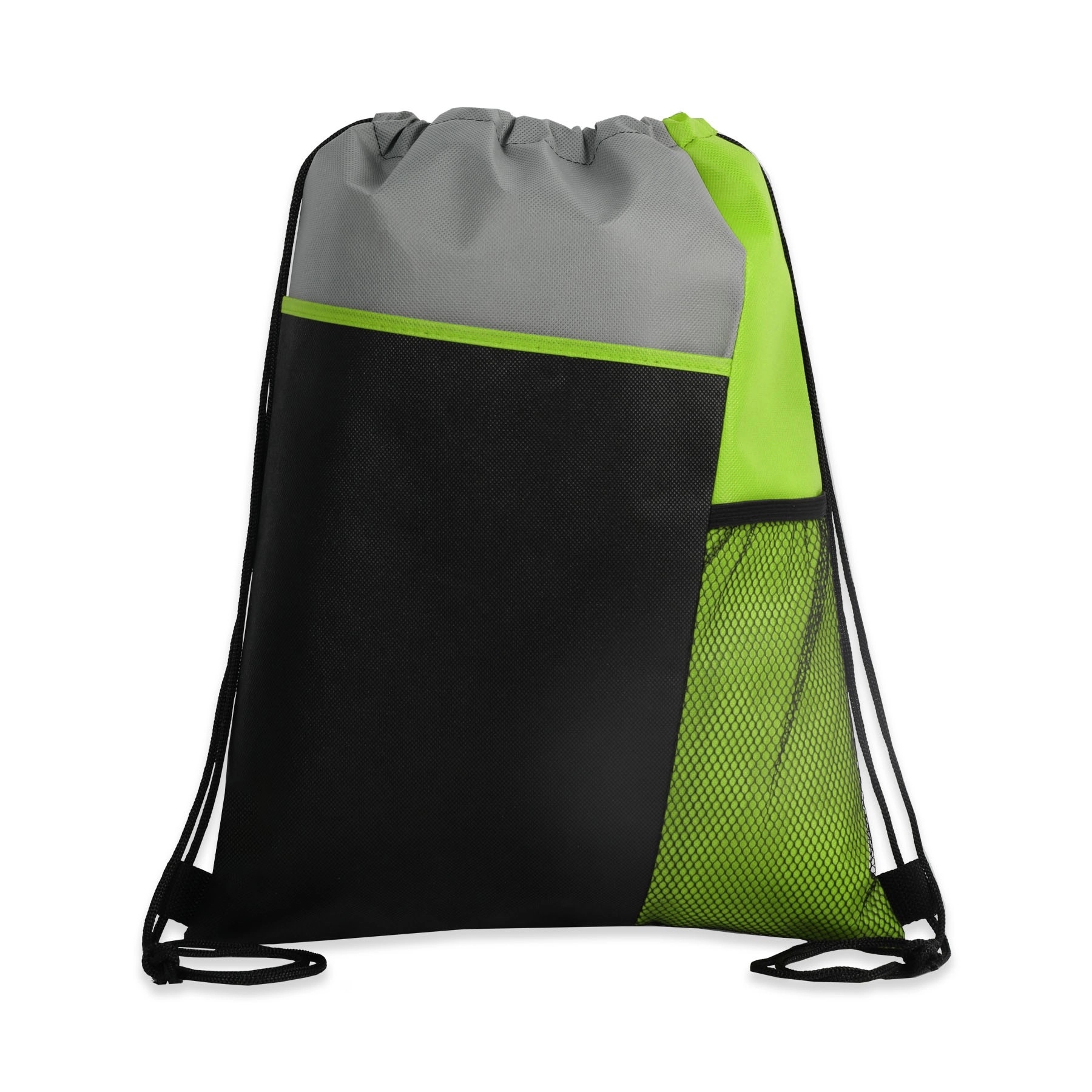 Tri-colored Mesh Pocket Drawstring Backpacks 3