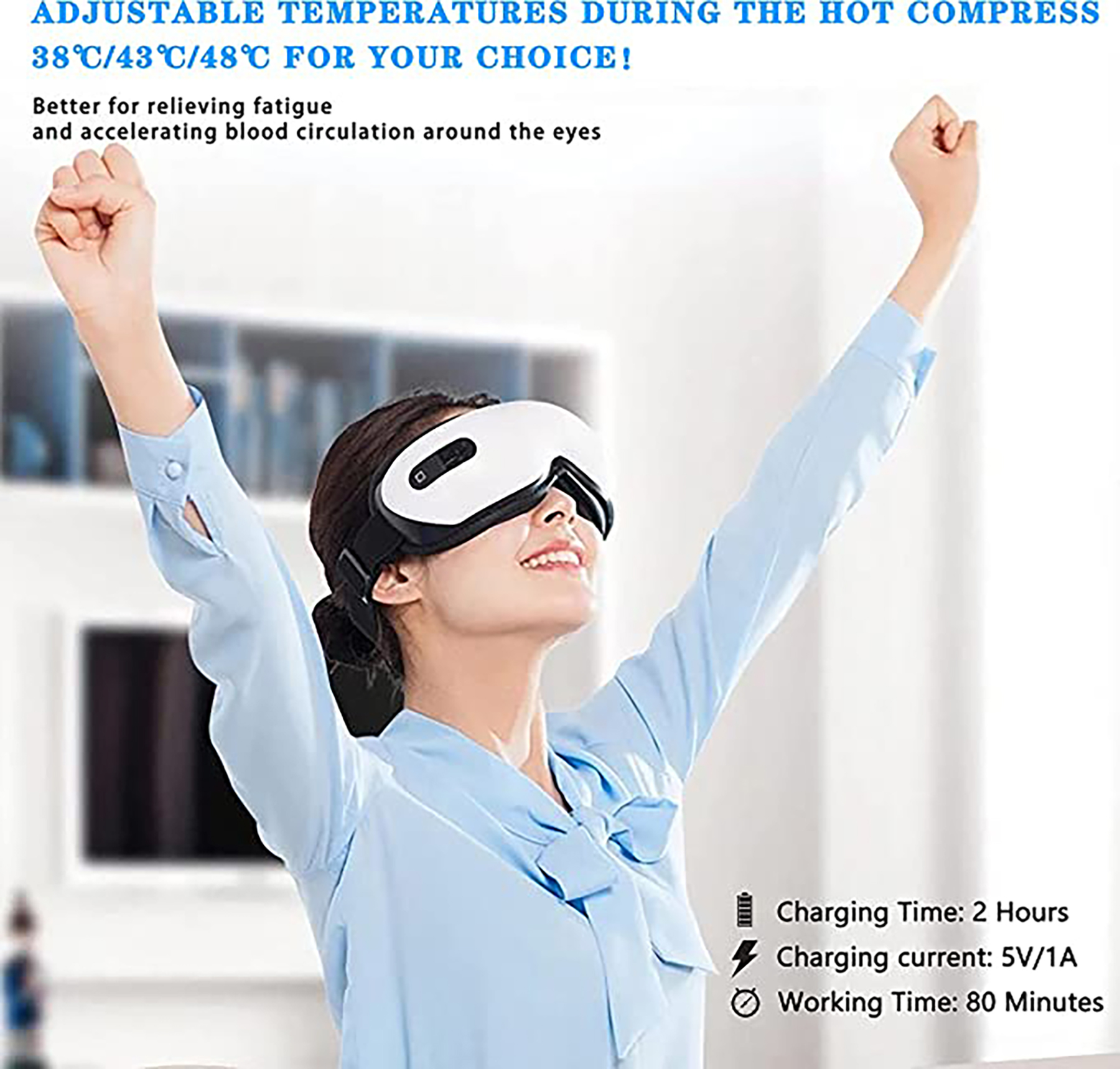 Rechargeable Vibration/ Bluetooth Music/ Heat Eye Massager 6
