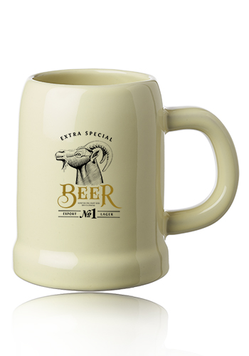 24 oz. Beige Ceramic Beer Mugs 1
