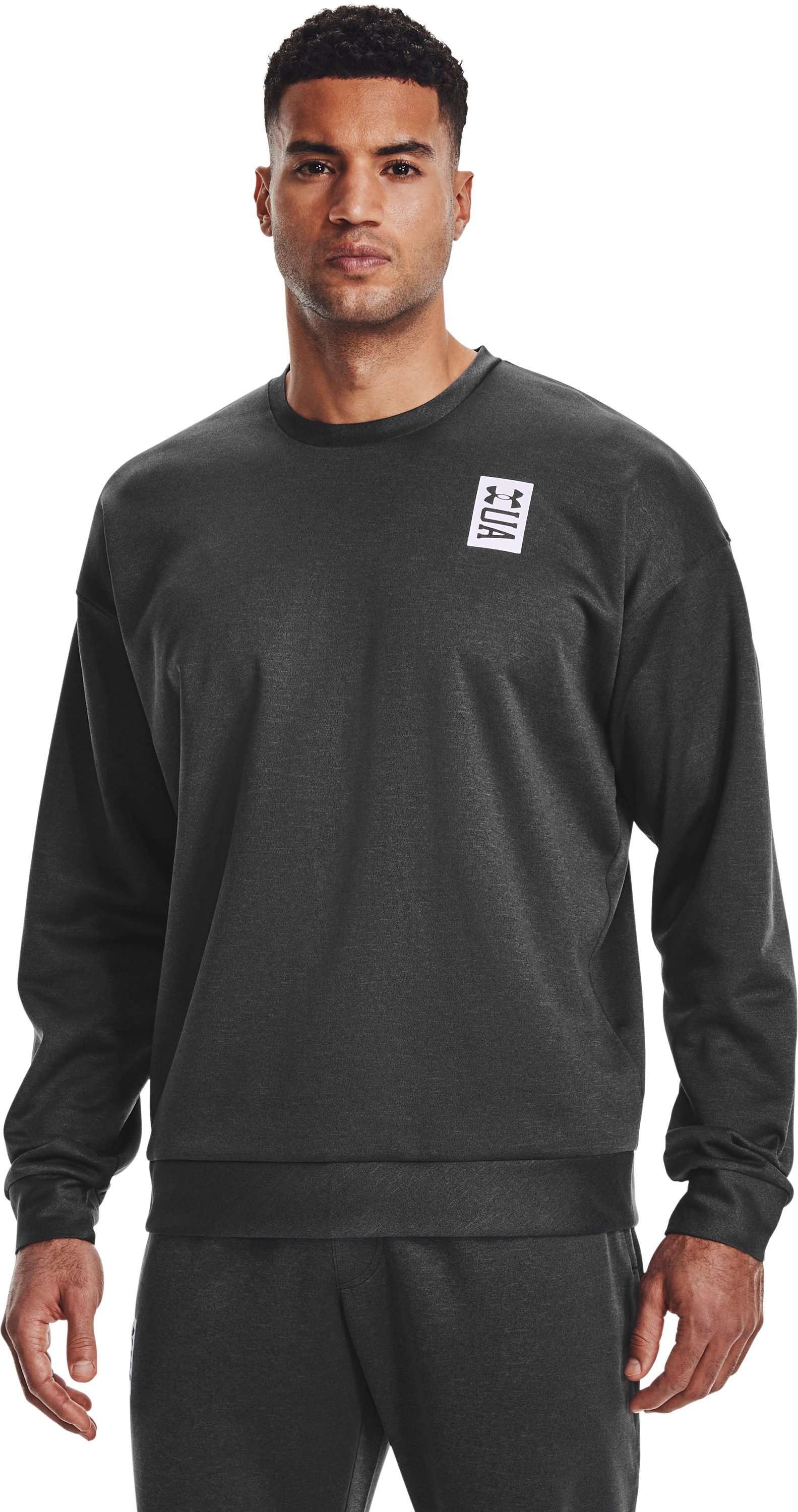 UA RECOVER Crew Men's Long Sleeve, custom hoodie or sweatshirt with logo imprint 2