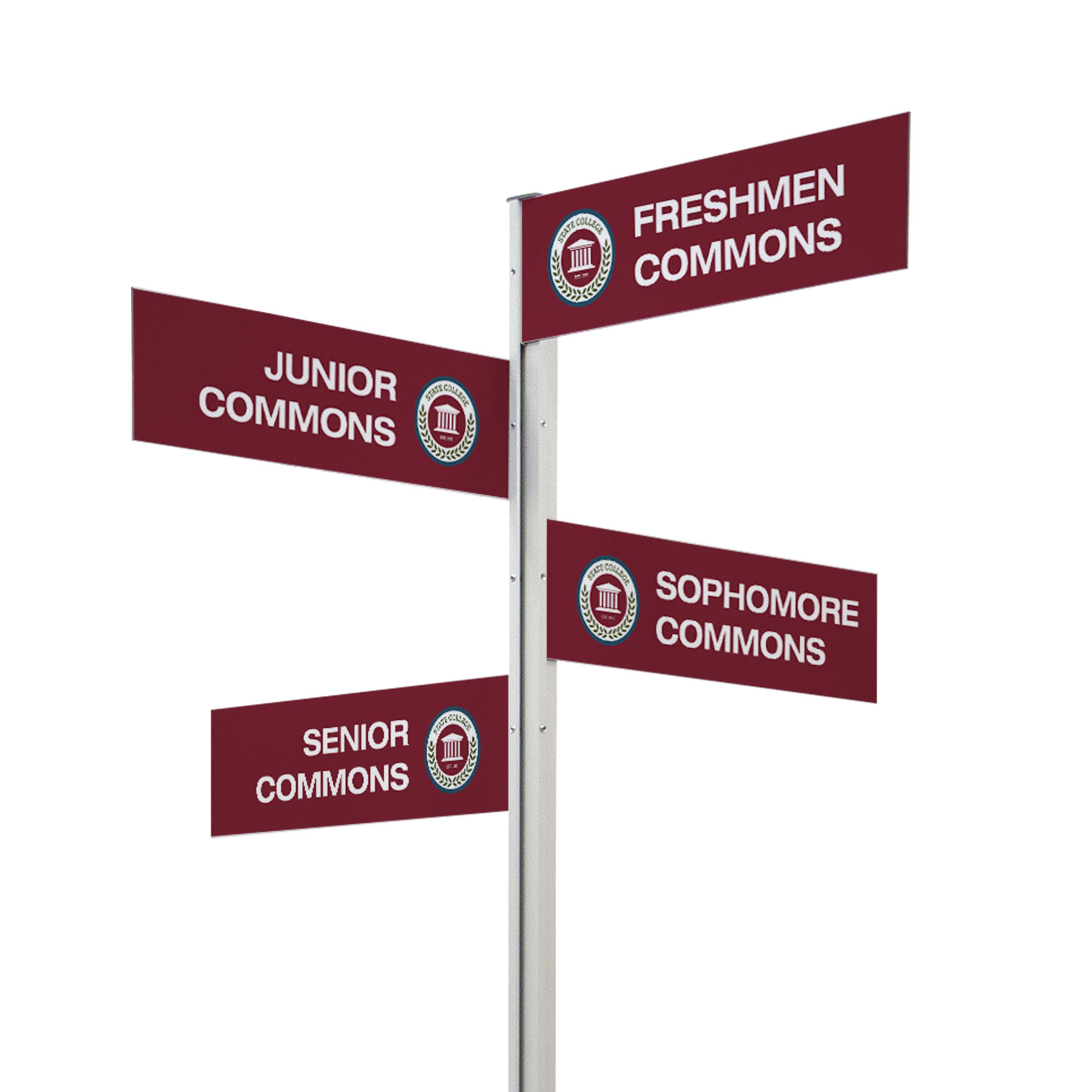 Wayfinding Rectangle Sign Post Kit (with Four Double-Sided Imprinted Signs) 2