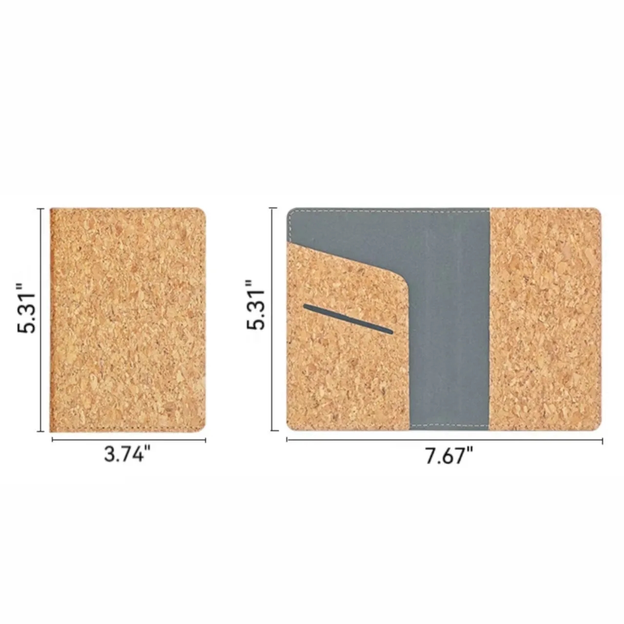 Luxury Natural Cork Passport Holder With Logo Printing 3