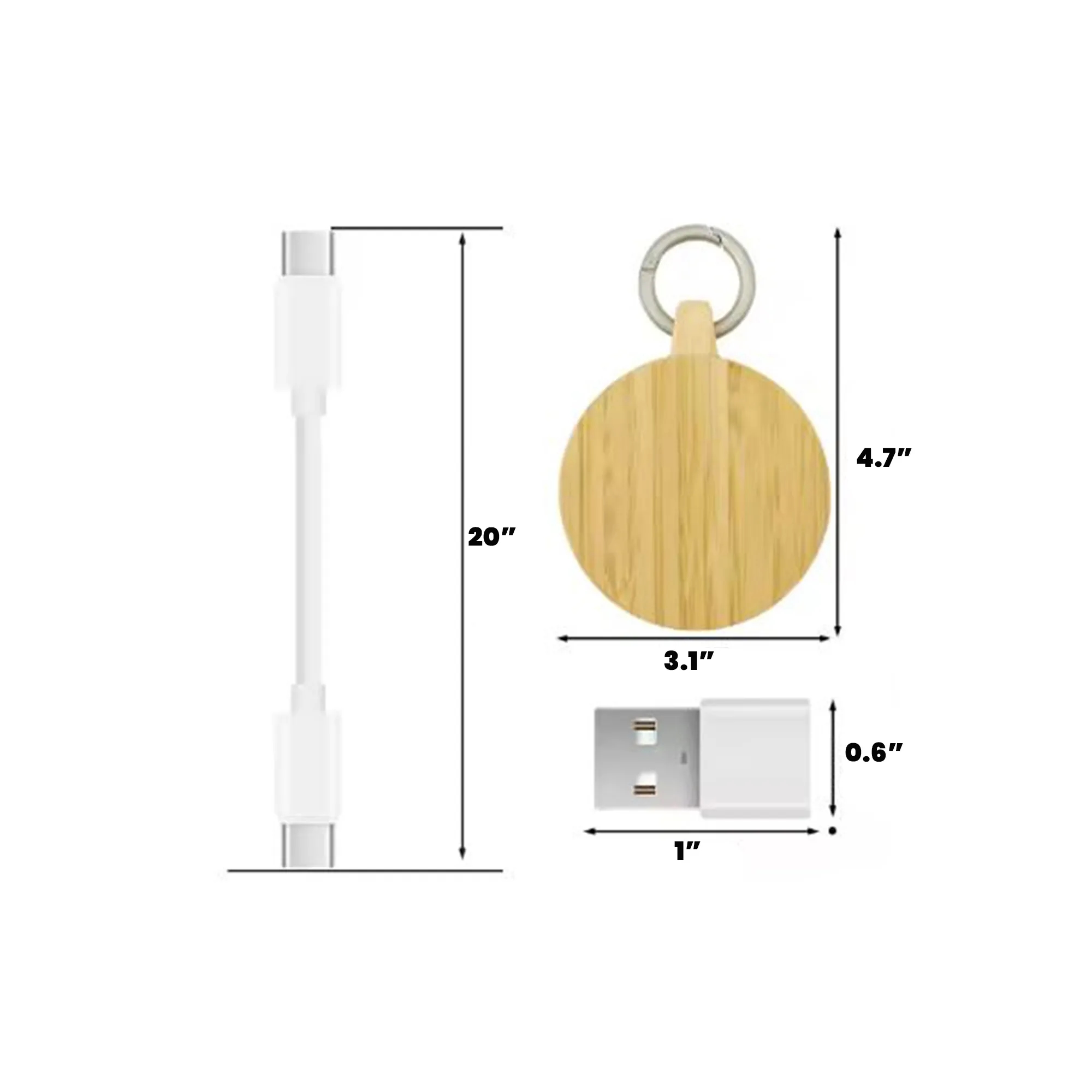 6 In 1 Bamboo Storage Box Fast Charging Data Cable 6