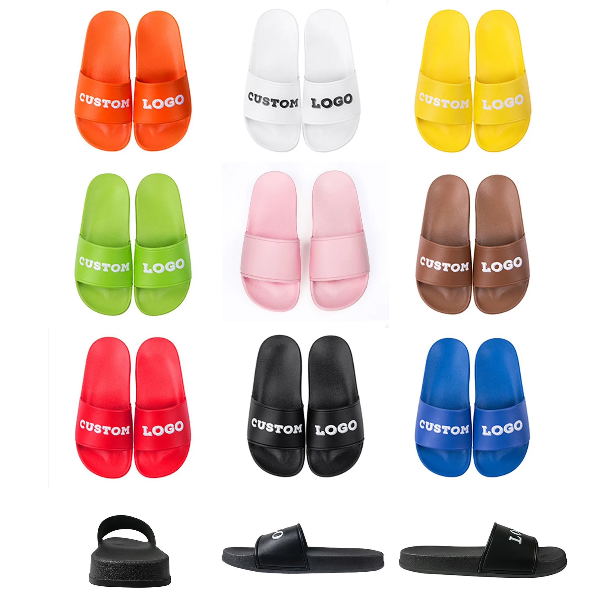 MOQ 50PCS Custom Home PVC Non-slip Slipper Slide Sandals 11