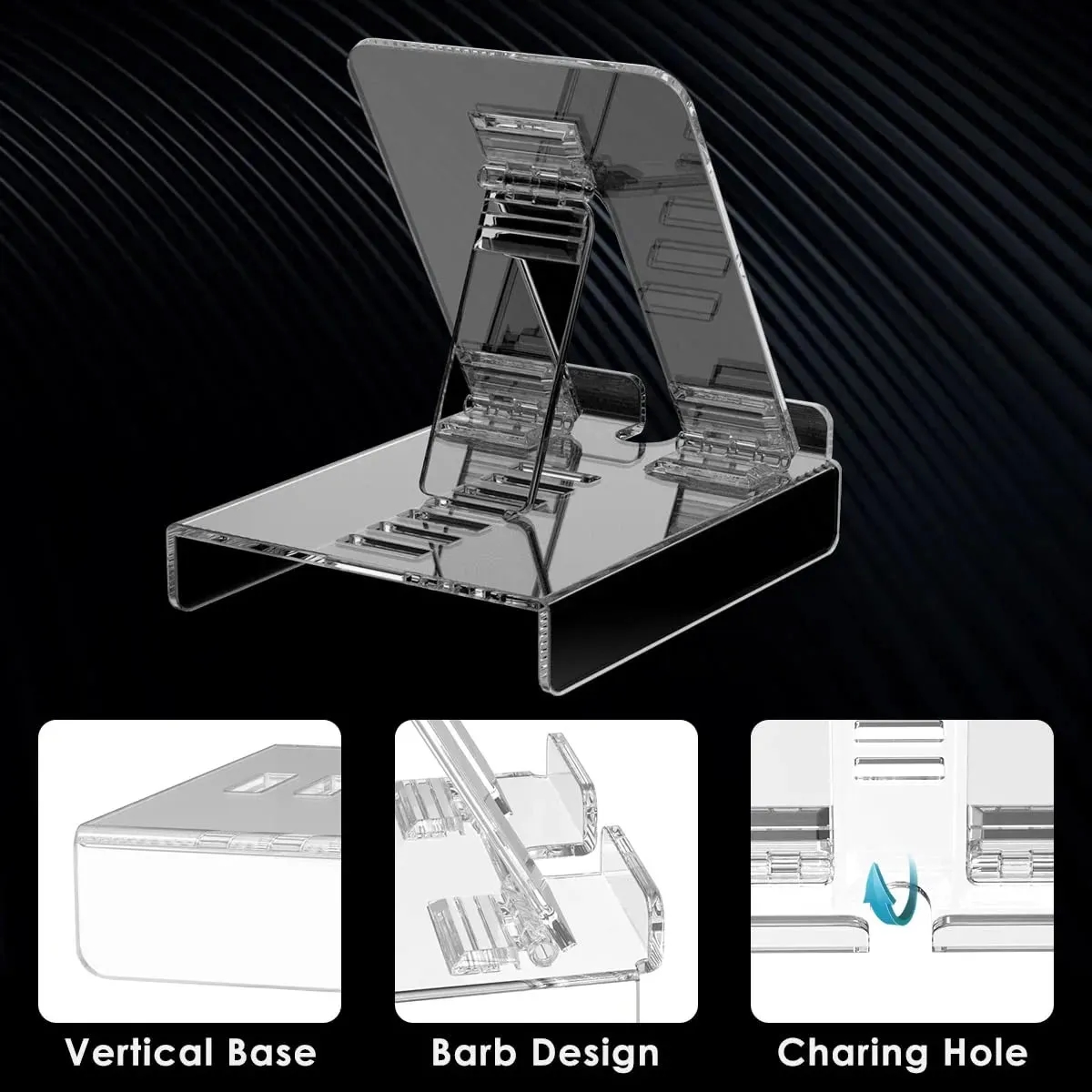 Clear Acrylic Adjustable Cell Phone Tablet Stand 2