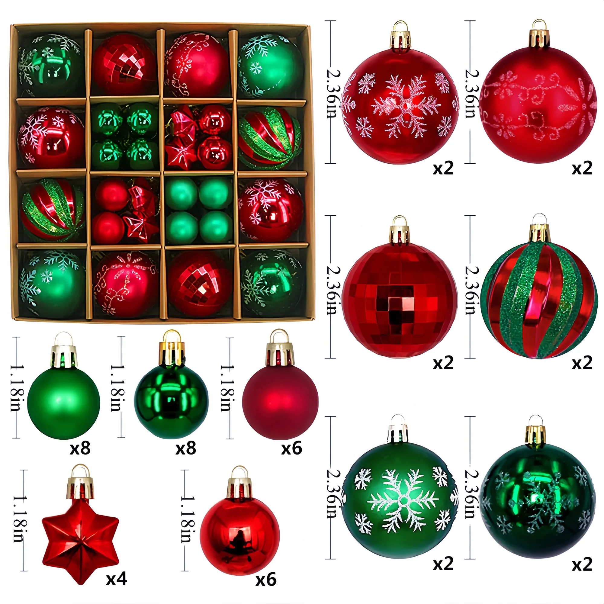 Premium Christmas Bauble Set With Unique Designs 9