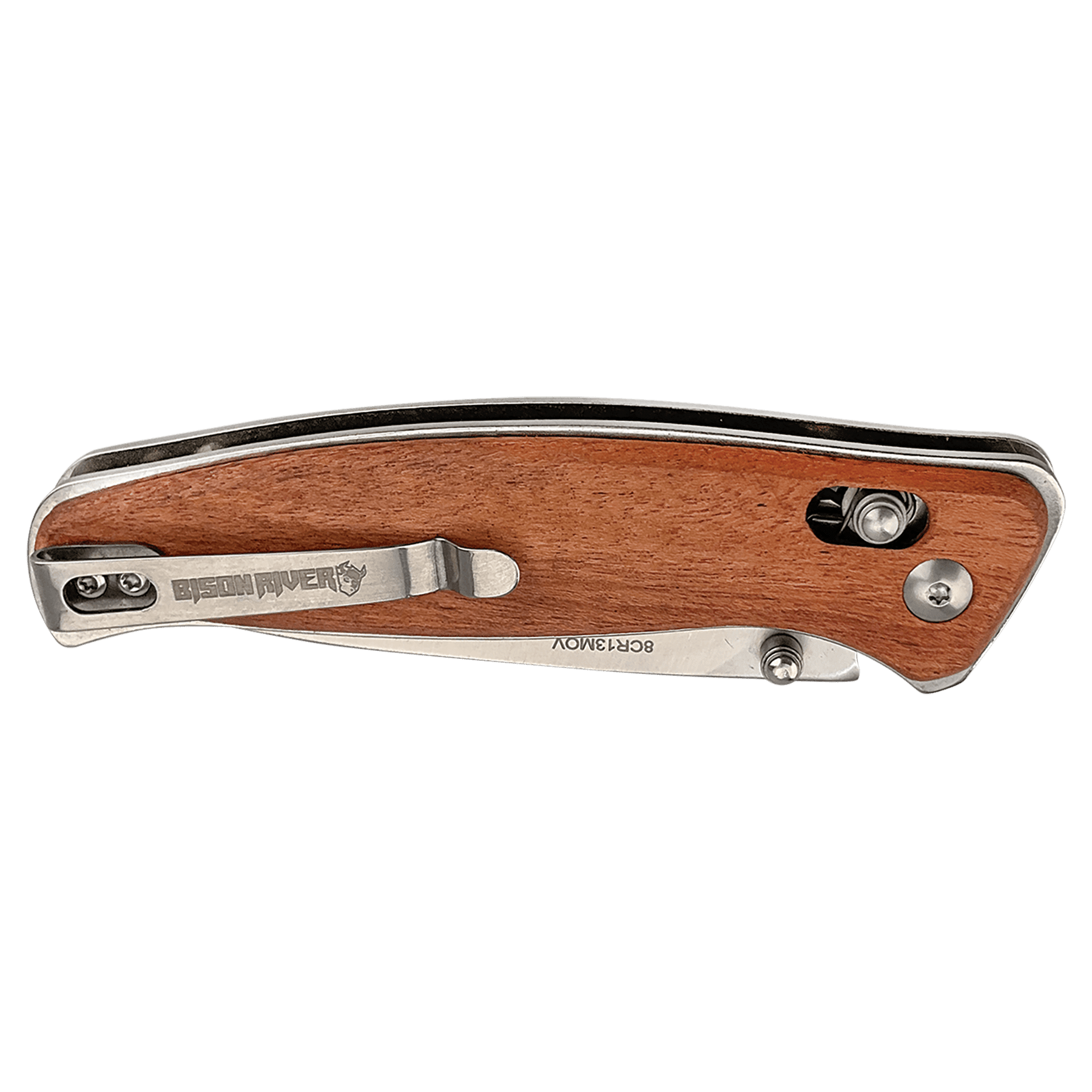 Bison River 4.5" Wood Button Lock Knife 5