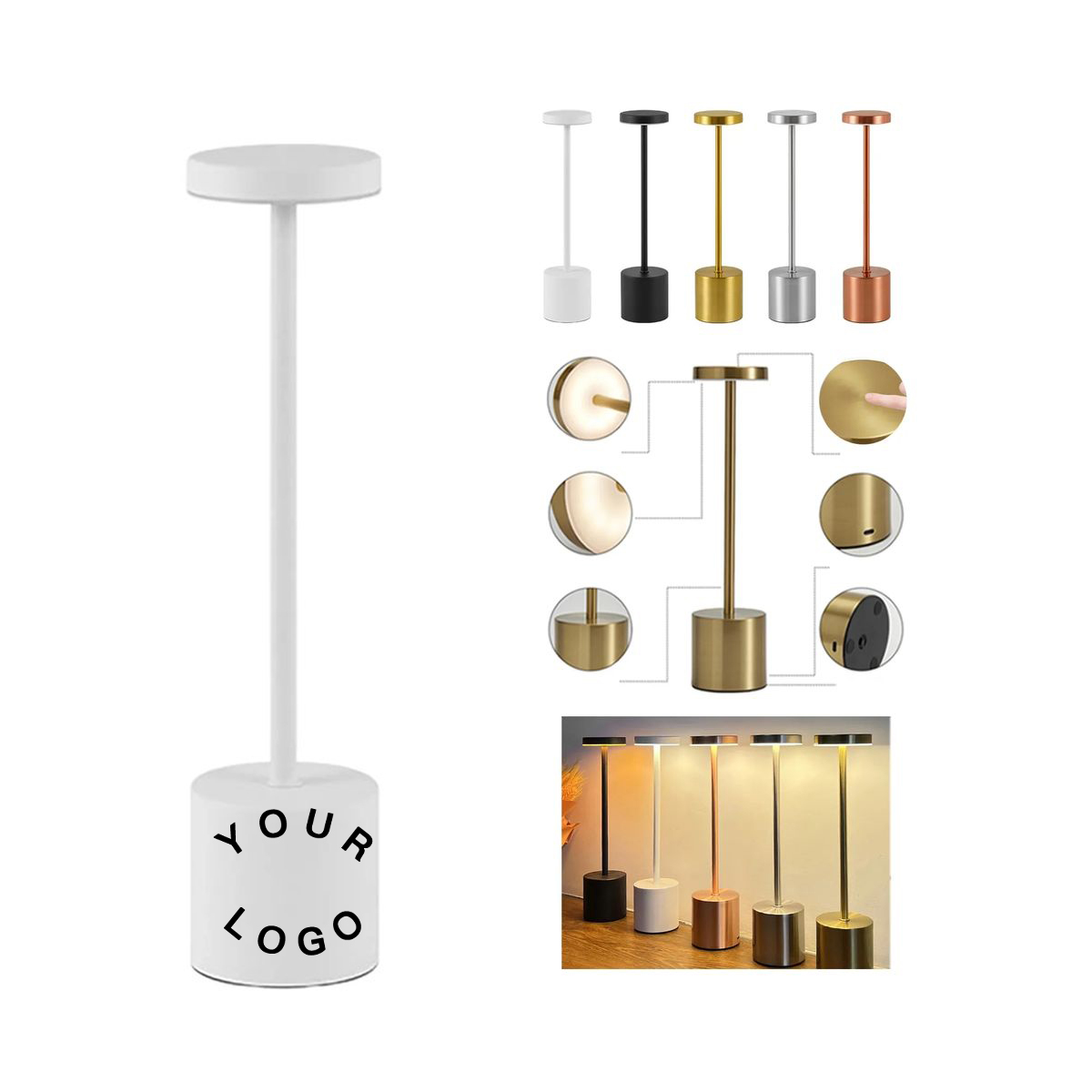 Rechargeable Metal Touch Control LED Desk Light 8