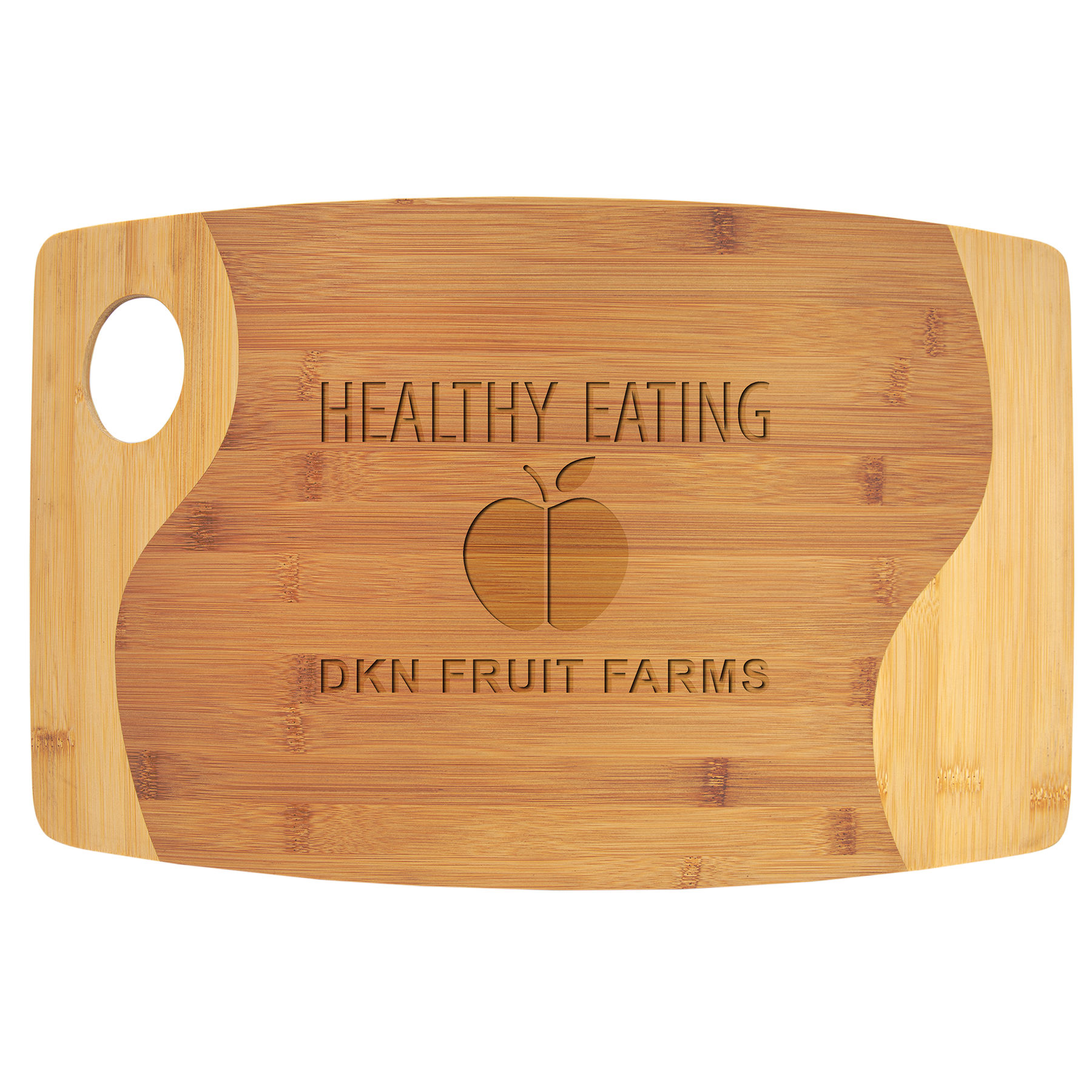 17 3/4" x 11 3/4" Bamboo Two Tone Cutting Board with Handle 1