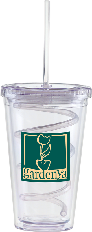 Carnival Cups-Color Curly Straw, Clear Lid 6