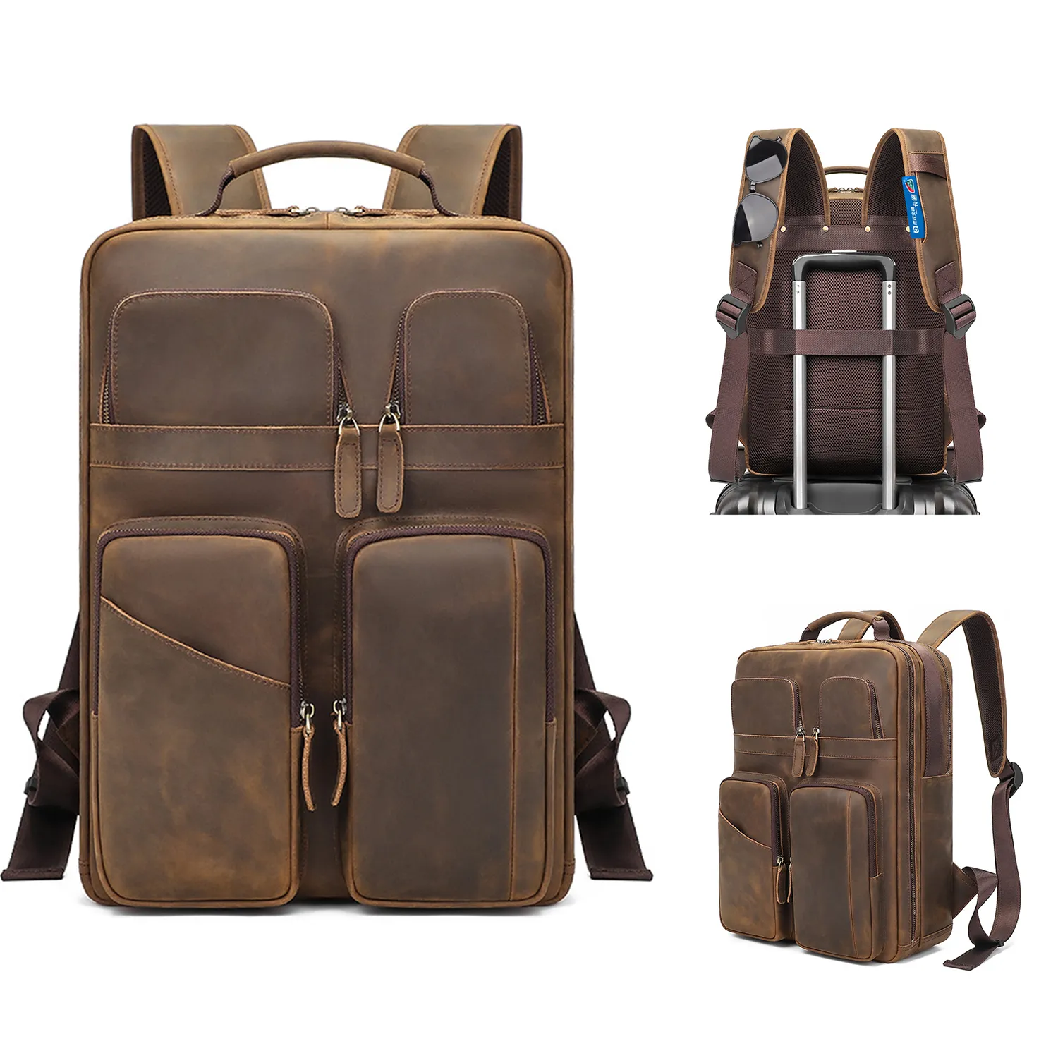Large Genuine Leather Backpack for Men 2