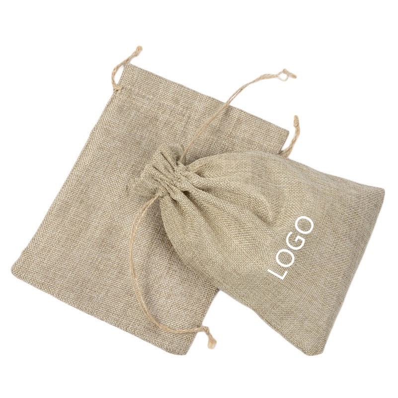 Custom Drawstring Linen Bag Jute Pouch 3