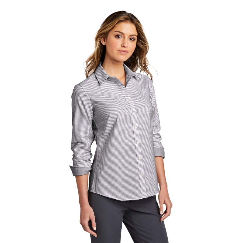 Port Authority Ladies SuperPro Oxford Stripe Shirt. 4