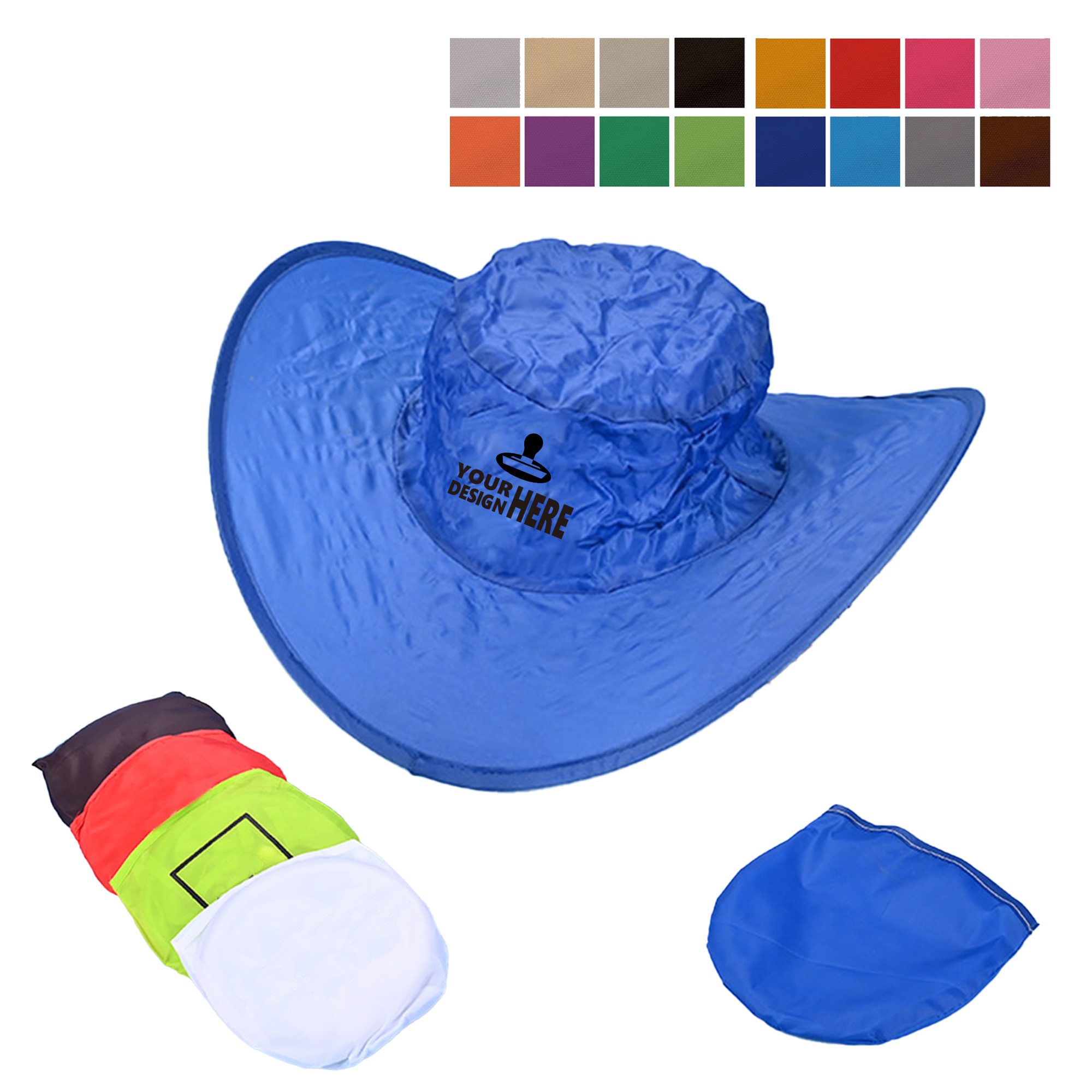 Foldable Wide Brim Sun Hat With Pouch 2