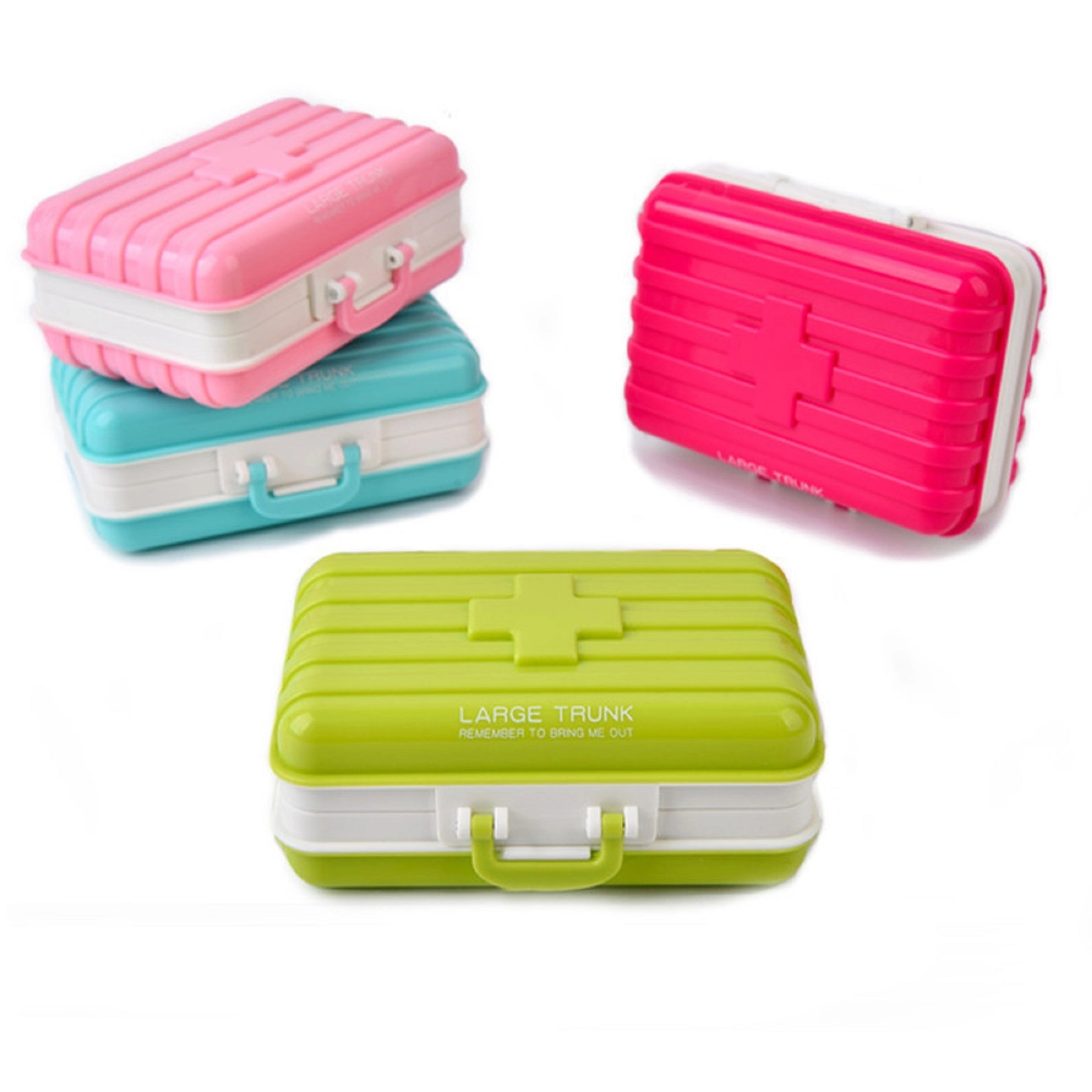 Plastic Mini Rotatable Suitcase Pill Storage Box 2