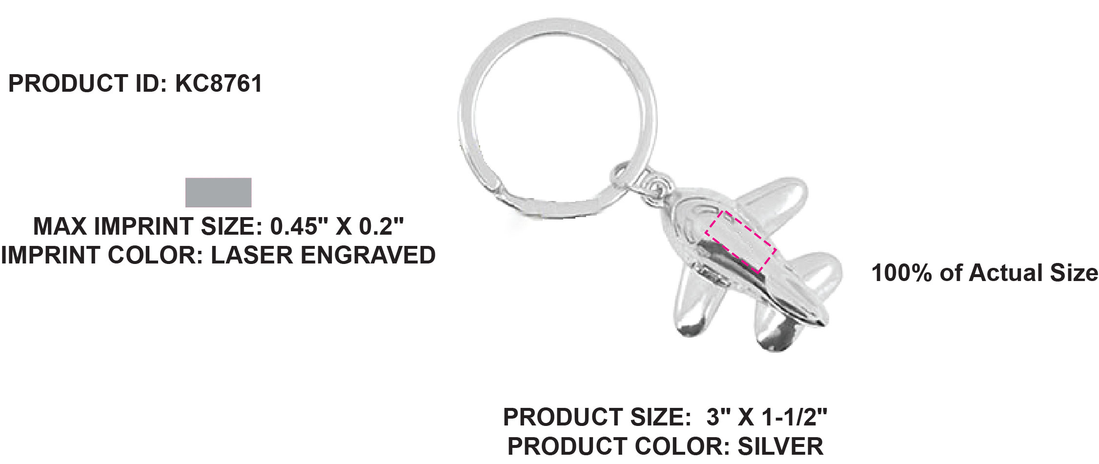 Aircraft Shaped Metal Keychain 3