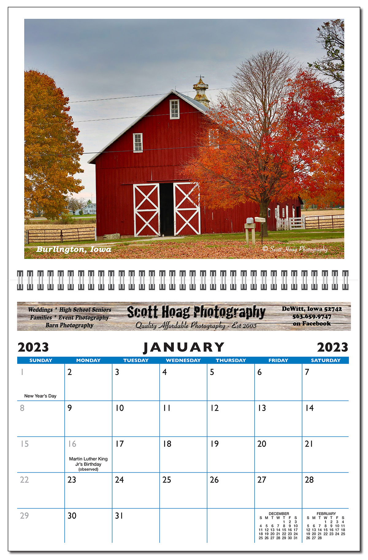 Deluxe 13 Picture Custom Wall Calendar 12