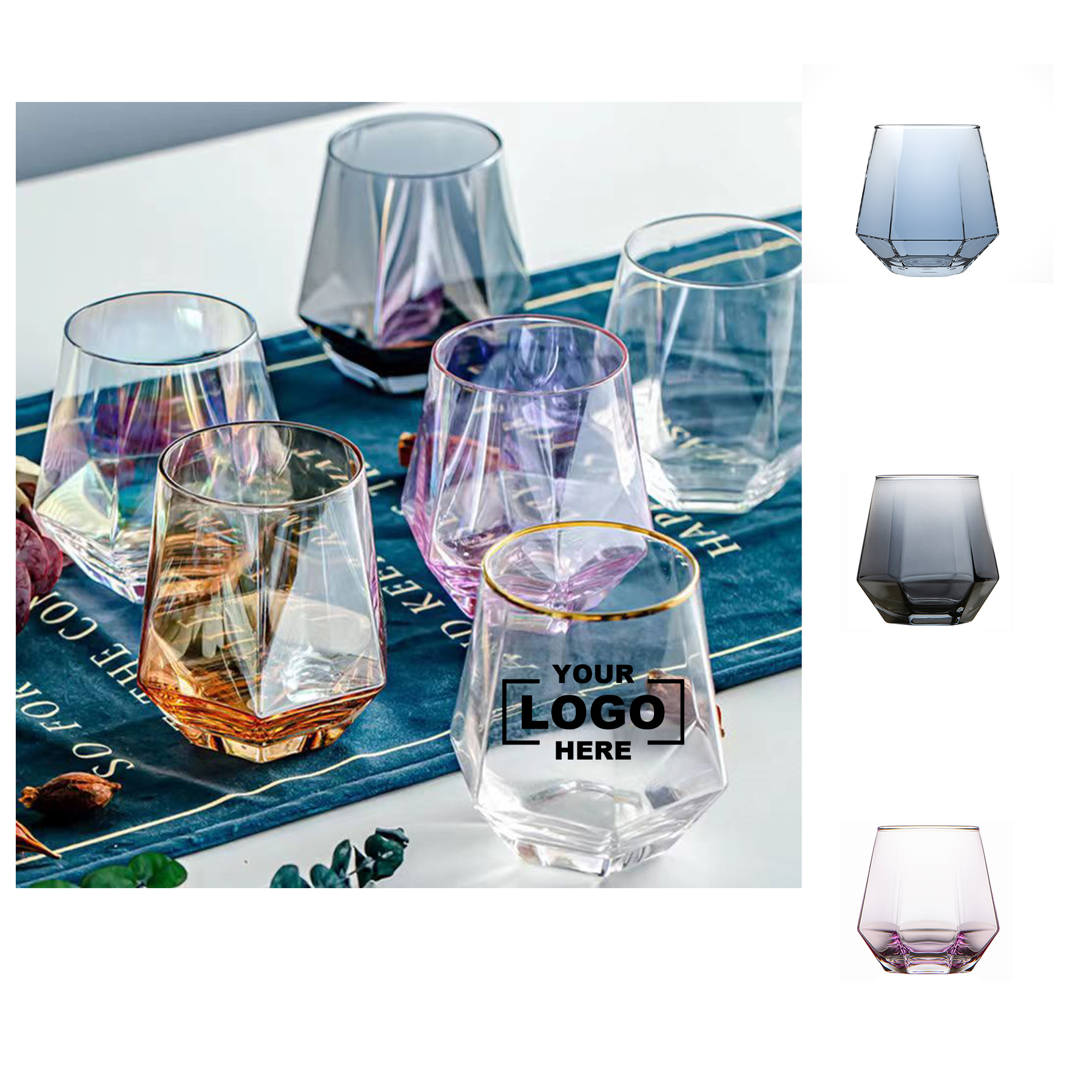 10 oz Stemless Diamond Wine Glass 1