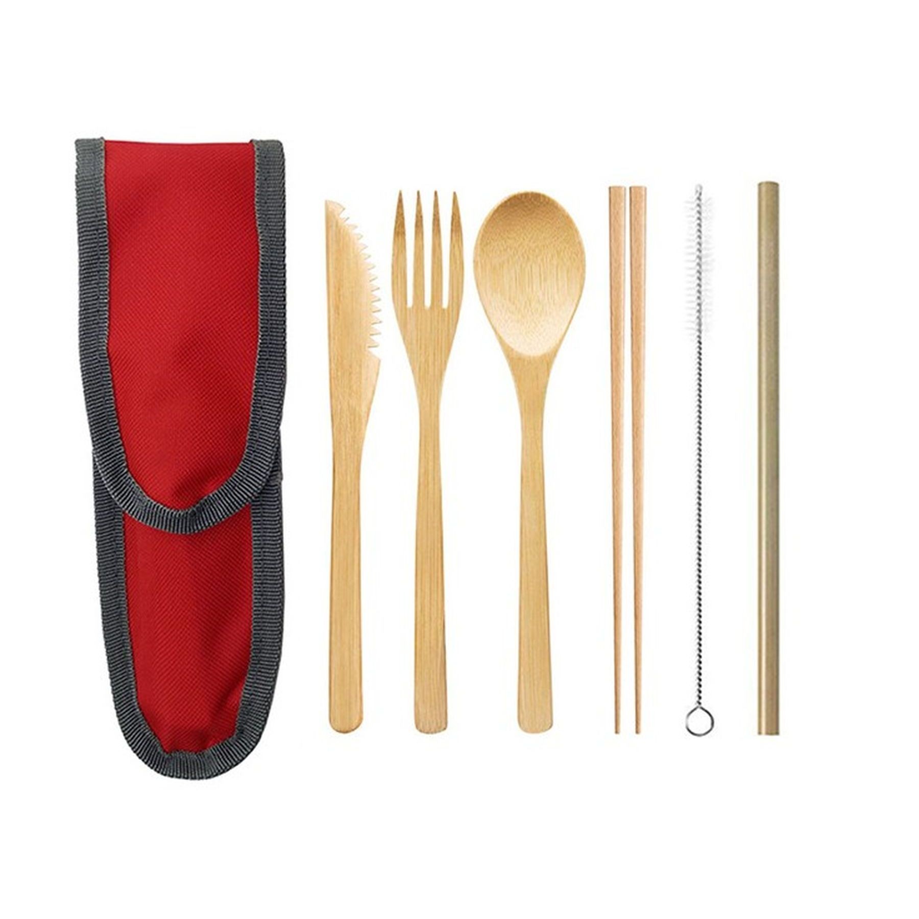 Travel Bamboo Cutlery Set Organic Utensils With Case 18